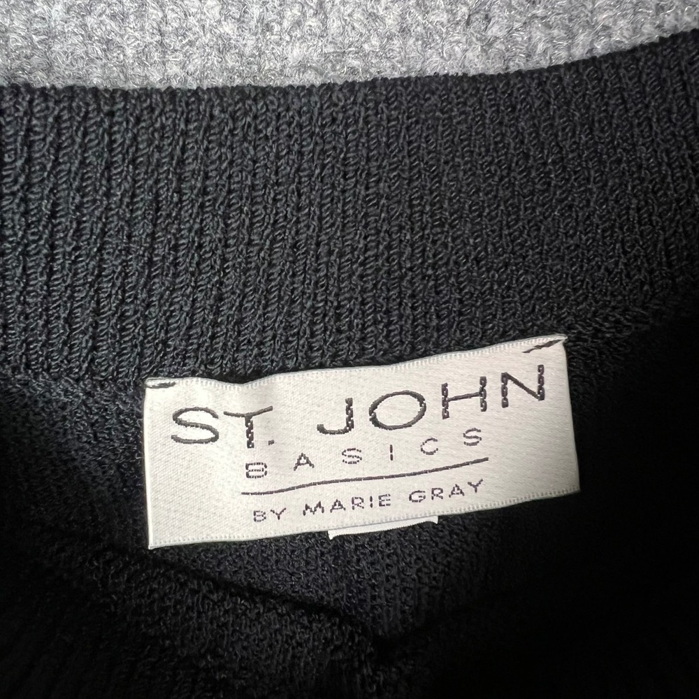 NEW $140 St. John Knit Skirt Womens 10 Black Wool Rayon Pencil Elastic Waist - Picture 6 of 8
